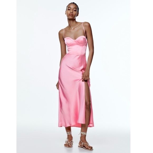 Viral Zara Barbie Pink Satin Dress - Picture 2 of 4